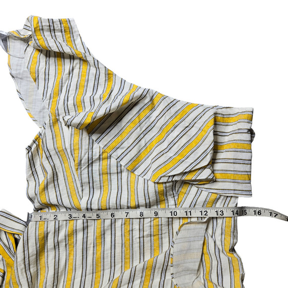Lulus High Tide Yellow Striped One Shoulder Midi Dress - Picture 5 of 7